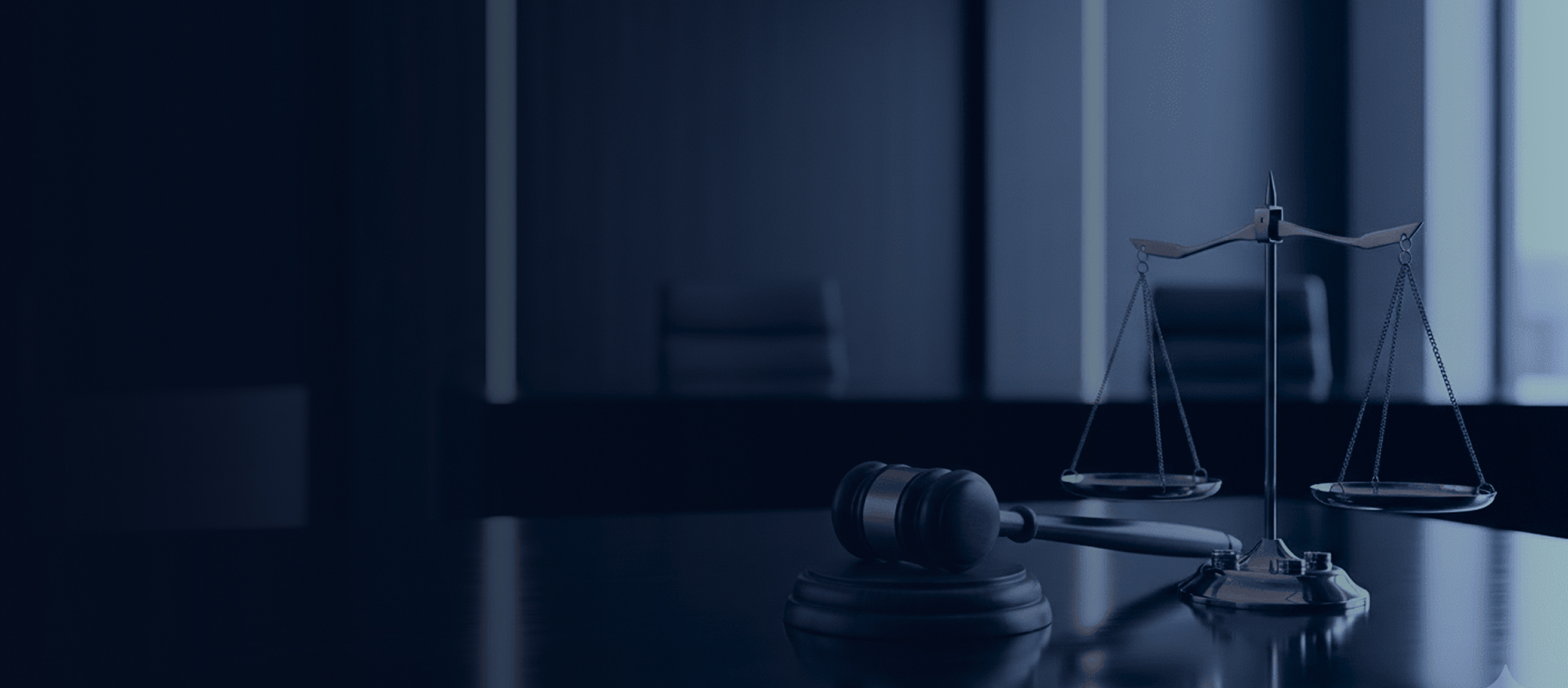 Arbitration table with scales of justice